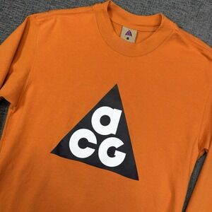 Nike ACG All Conditions Gear Big Logo Long Sleeve T-Shirt Orange Men's Small